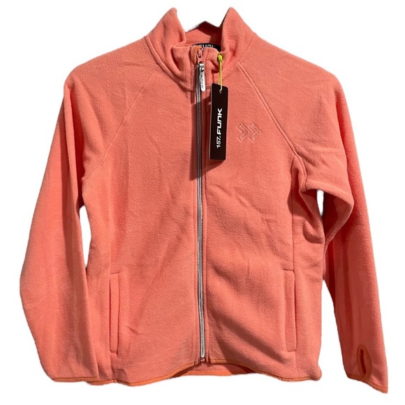 157 FUNK Girls Peach Pink Fleece Jacket Large - Picture 1 of 9